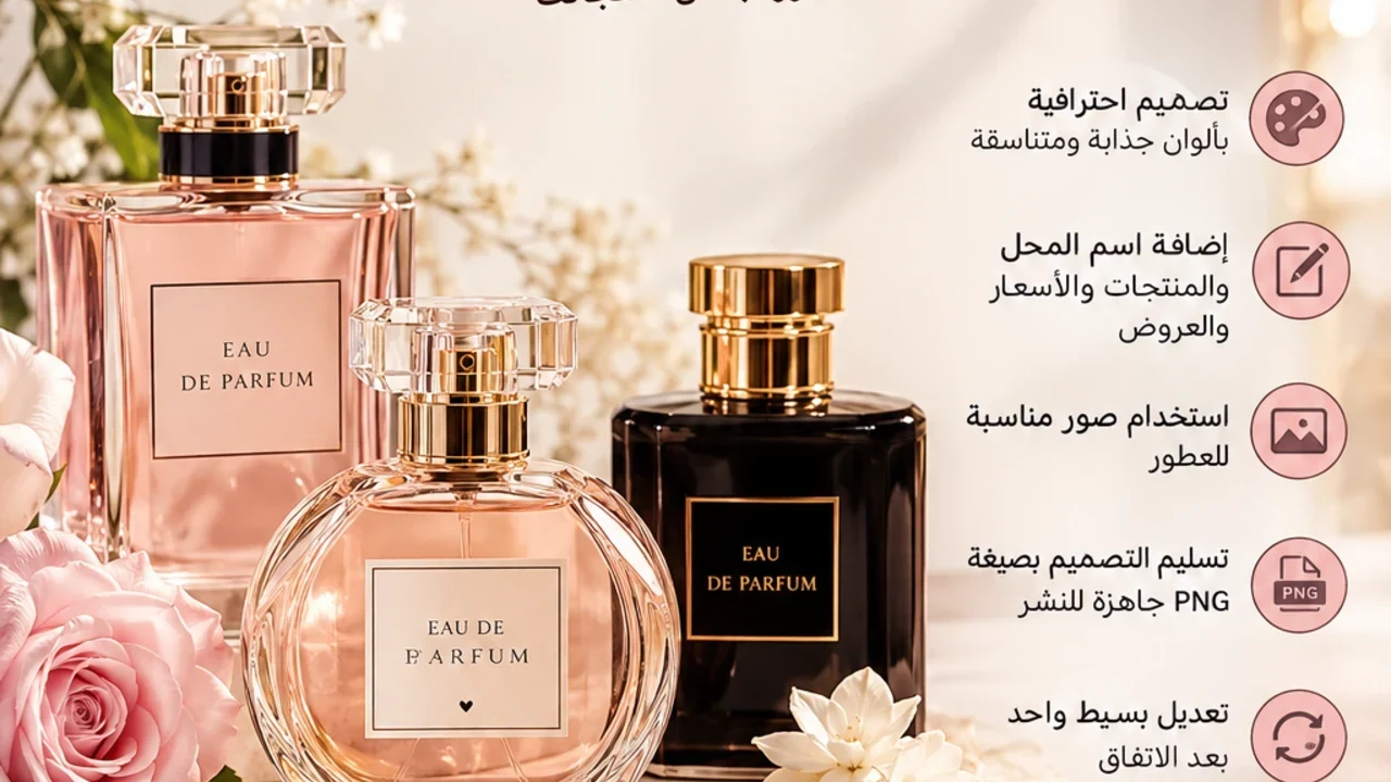 تصميم منشورات إعلانية احترافية لمحلات العطور
