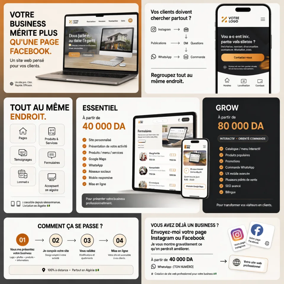 Création de site web professionnel pour votre business | Dès 40 000 DA