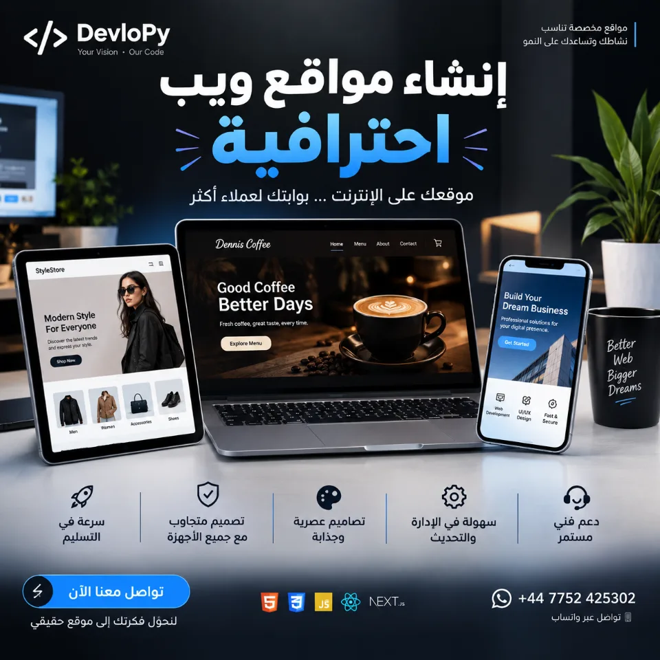 تصميم و بناء و رفع موقع الكتروني