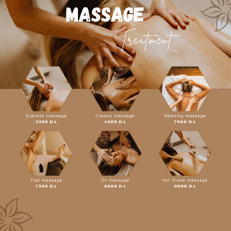 Menu de massage