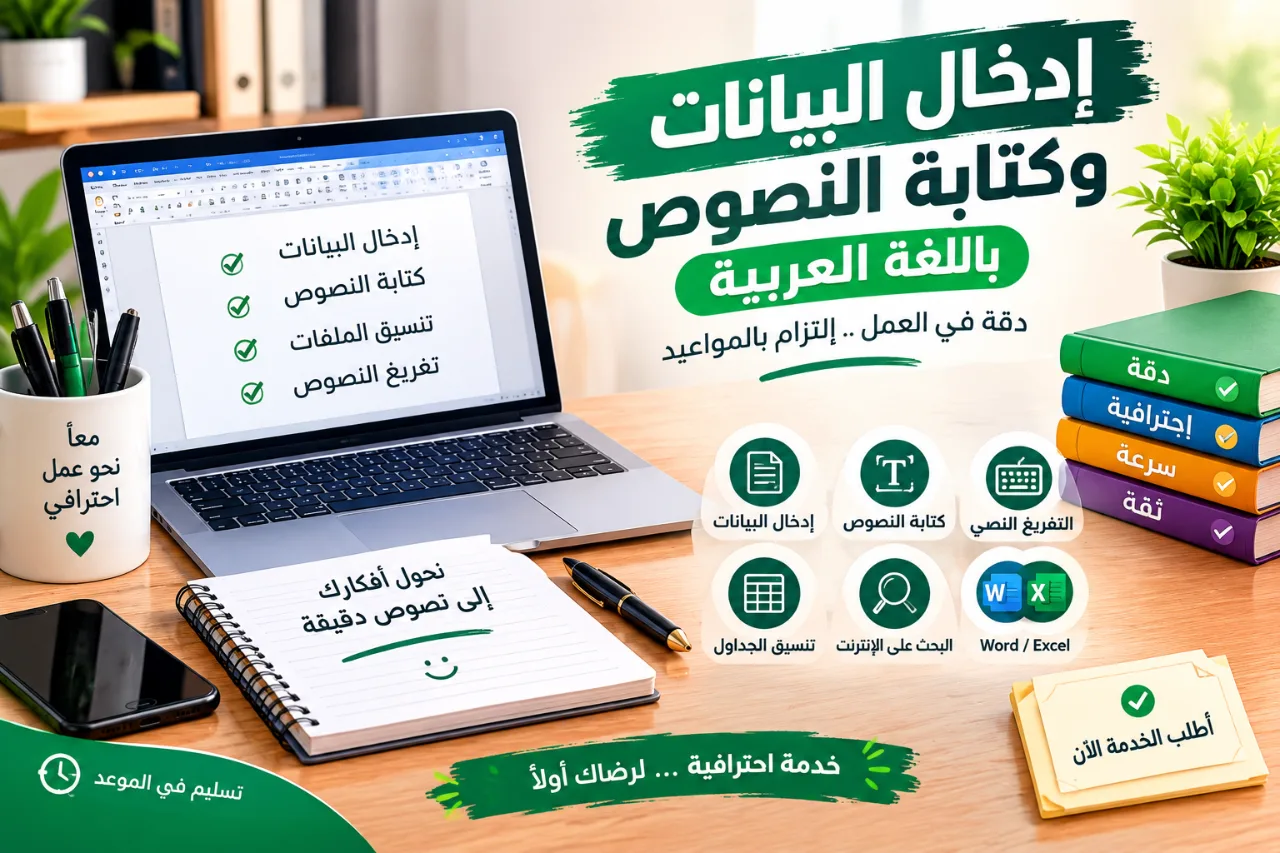 إدخال بيانات وكتابة نصوص عربية بدقة