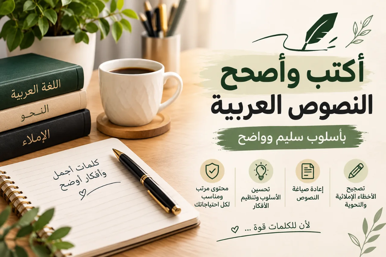 أكتب وأصحح النصوص العربية بأسلوب سليم وواضح