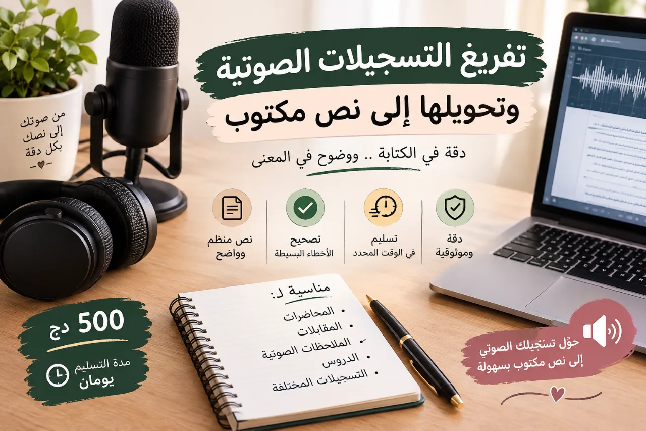 تفريغ التسجيلات الصوتية وتحويلها إلى نص مكتوب