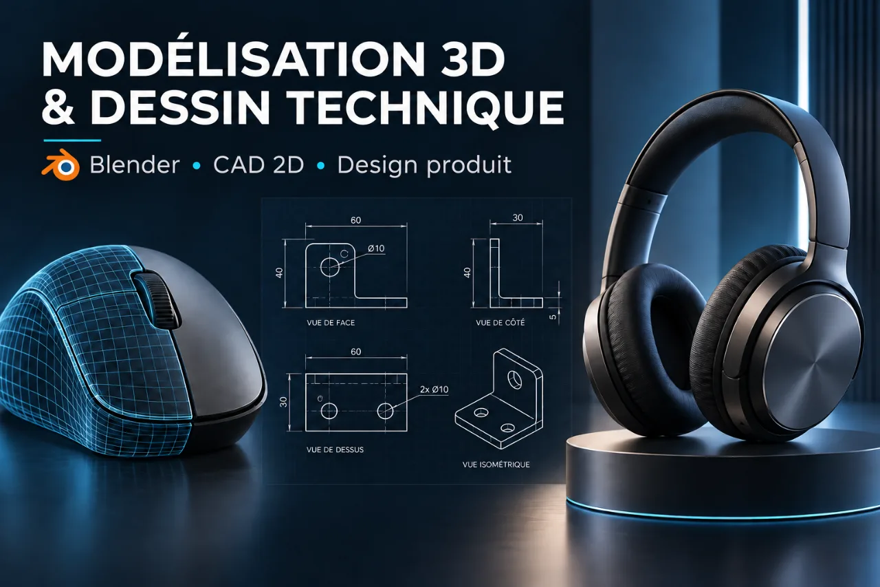 Je réalise vos modèles 3D de produits et dessins techniques 2D