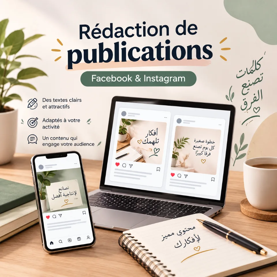 Je rédige vos publications Facebook et Instagram en arabe