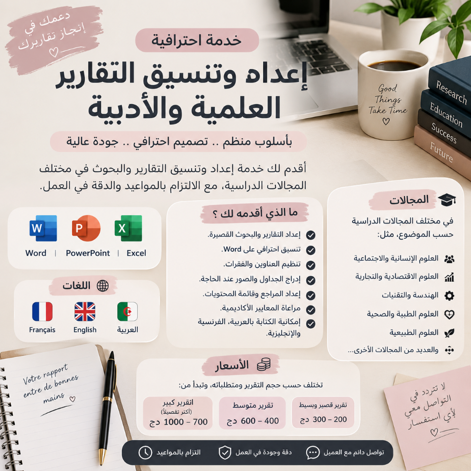 إعداد وتنسيق التقارير العلمية والأدبية باحترافية