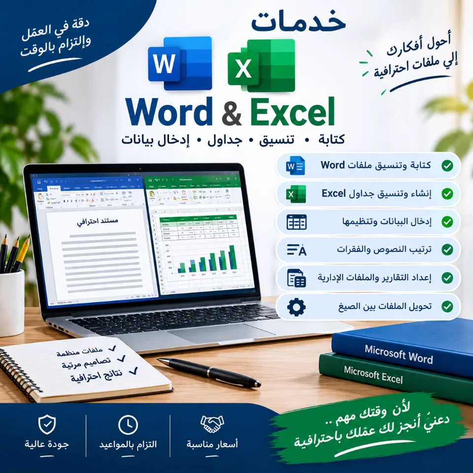 خدمات Word وExcel وإدخال البيانات