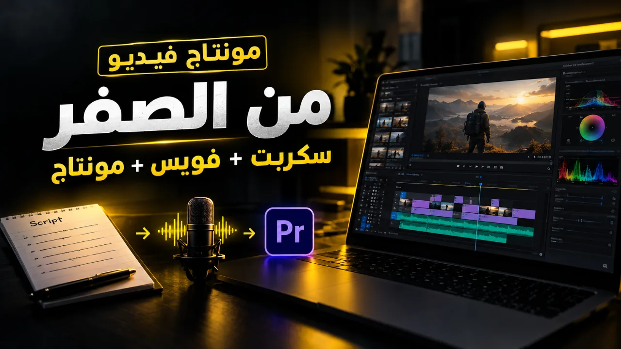 مونتاج ريلـز من الصفر (سكربت + تعليق صوتي + مونتاج)