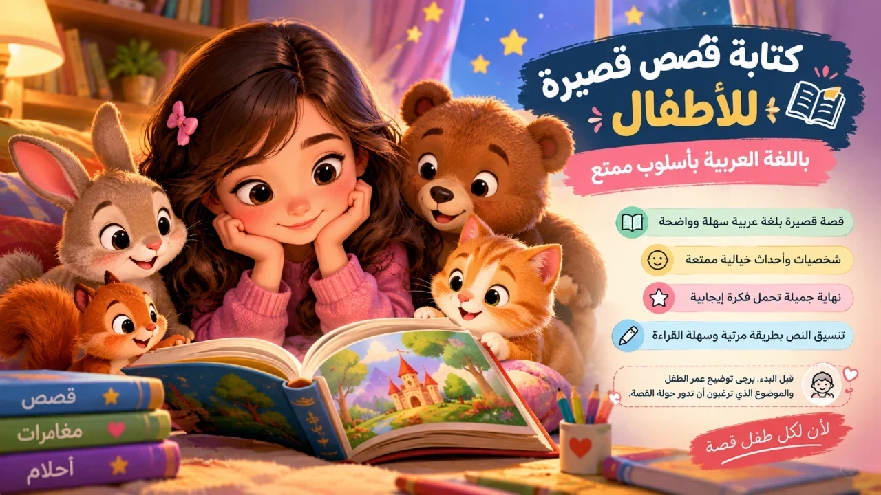 كتابة قصص قصيرة للأطفال باللغة العربية بأسلوب ممتع