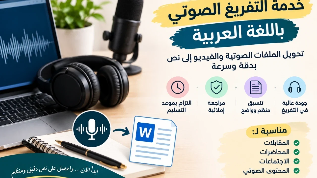 كتابة وترجمة → التفريغ الصوتي أو كتابة.